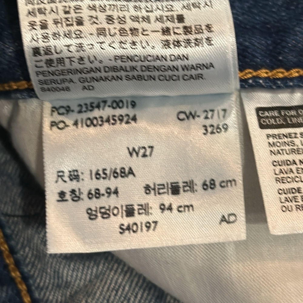 LEVI’S HIGH RISE DARK WASH 501 BUTTON FLY CUT OFF RETRO JEAN SHORTS SIZE 27 e8 - Picture 8 of 9